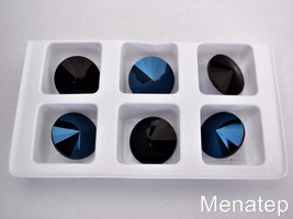 4(Four)  14 mm Rivoli Beads: Blue Iris - Jet - £4.60 GBP