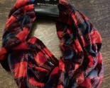 Scarf Black &amp; Red Plaid Infinity Scarf 33x6 Fleece Soft New Virah Bella - $11.88