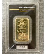 Gold Bar ARGOR-HERAEUS 1 Ounce Fine Gold 999.9 In Sealed Assay - £1,673.69 GBP