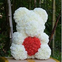 VRW Teddy Bear 16inch Rose Bear Faux Flower Bear Love Bear Valentine&#39;s Day White - £48.22 GBP