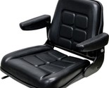 Economy Black Vinyl Construction Seat w/ Armrests and Adjustable Slide r... - £110.16 GBP