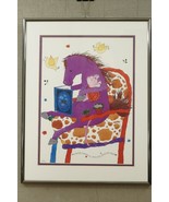 Framed Art Print Jean Eckman Adams Clarence the Purple Horse &amp; Smoky the... - £82.71 GBP