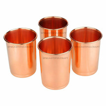 Handmade Copper Drinking Water Tumbler Glass Drinkware Health Benefits Set of 4 - £21.10 GBP