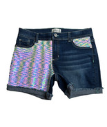 Girls Jordache Flip Sequin Mermaid Distressed Roll Cuff Denim Jean Short... - $13.52 CAD