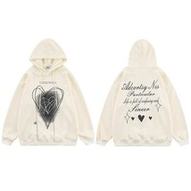 2022 Hip Hop Streetwear Hoodie Sweatshirt Heart Graphic Hoodie Cotton Men Hooded - £135.42 GBP