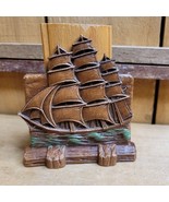 Vintage Antique Syroco Wood Clipper Sailing Ship Clothing/Shoe Brush Holder - $66.30 CAD