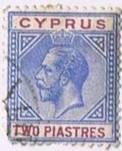 Cyprus King George V 2 Piastre Stamp Used VG - $0.98