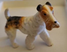 Porcelain Walking Airdale Dog Figure Figurine 2 3/4&quot; Matte and Gloss - £12.50 GBP