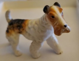 Porcelain Walking Airdale Dog Figure Figurine 2 3/4&quot; Matte and Gloss - £12.72 GBP