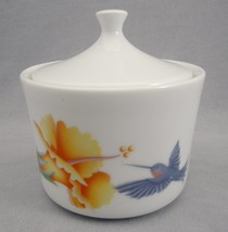 Corning Hummingbird Hibiscus Flower Sugar Bowl with Lid Retired Vintage 81-TY C1 - £15.53 GBP