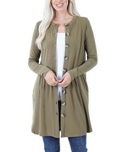 Zenana Gathered-Waist Crewneck Pocket Cardigan Size Small NWOT - $11.39