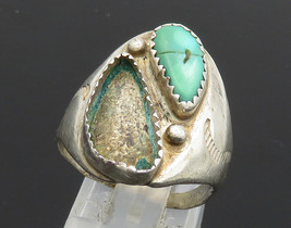 NAVAJO 925 Silver - Vintage Antique Turquoise Cocktail Ring Sz 9 - RG20437 - £58.39 GBP