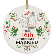 Our 16th Years Christmas Married Ornament Gift 16 Anniversary With Cat Couple - $14.80