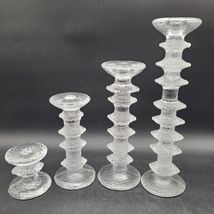Four Vintage MCM Signed TS Timo Sarpaneva Iittala Festivo Glass Candle H... - $197.98