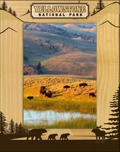 Yellowstone Bear and Moose Silhouettes Laser Engraved Wood Picture Frame 8 x 10 - £42.35 GBP