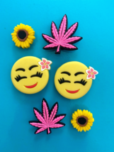 6 Shoe Charm Flower Weed Leaf Smile Plug Button Accessories Compatible W... - £10.19 GBP