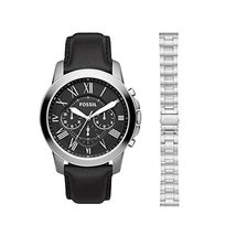 Fossil Men&#39;s Grant Quartz Stainless Steel and Leather Chronograph Watch, Color:  - £71.05 GBP+