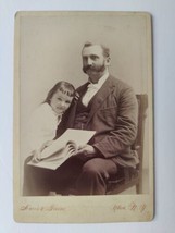 Vintage Cabinet Card Man and Girl reading by Harris &amp; Greene in Utica, New York - £15.83 GBP