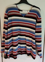 Womens Plus 3X Elisabeth by Liz Claiborne Multicolor Stripe V-Neck Knit ... - £15.00 GBP