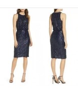 SIZE 10 Eliza J Womens Navy Sequin Sleeveless Blouson Cocktail  Dress BNWTS - $69.99