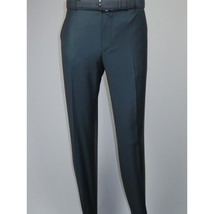 Men's MONO Turkey Slacks 100% Wool Plain Front Regular Fit 2501-17 D. Teal image 2