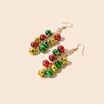 Green &amp; Red Bell Cluster Drop Earrings - £2.35 GBP