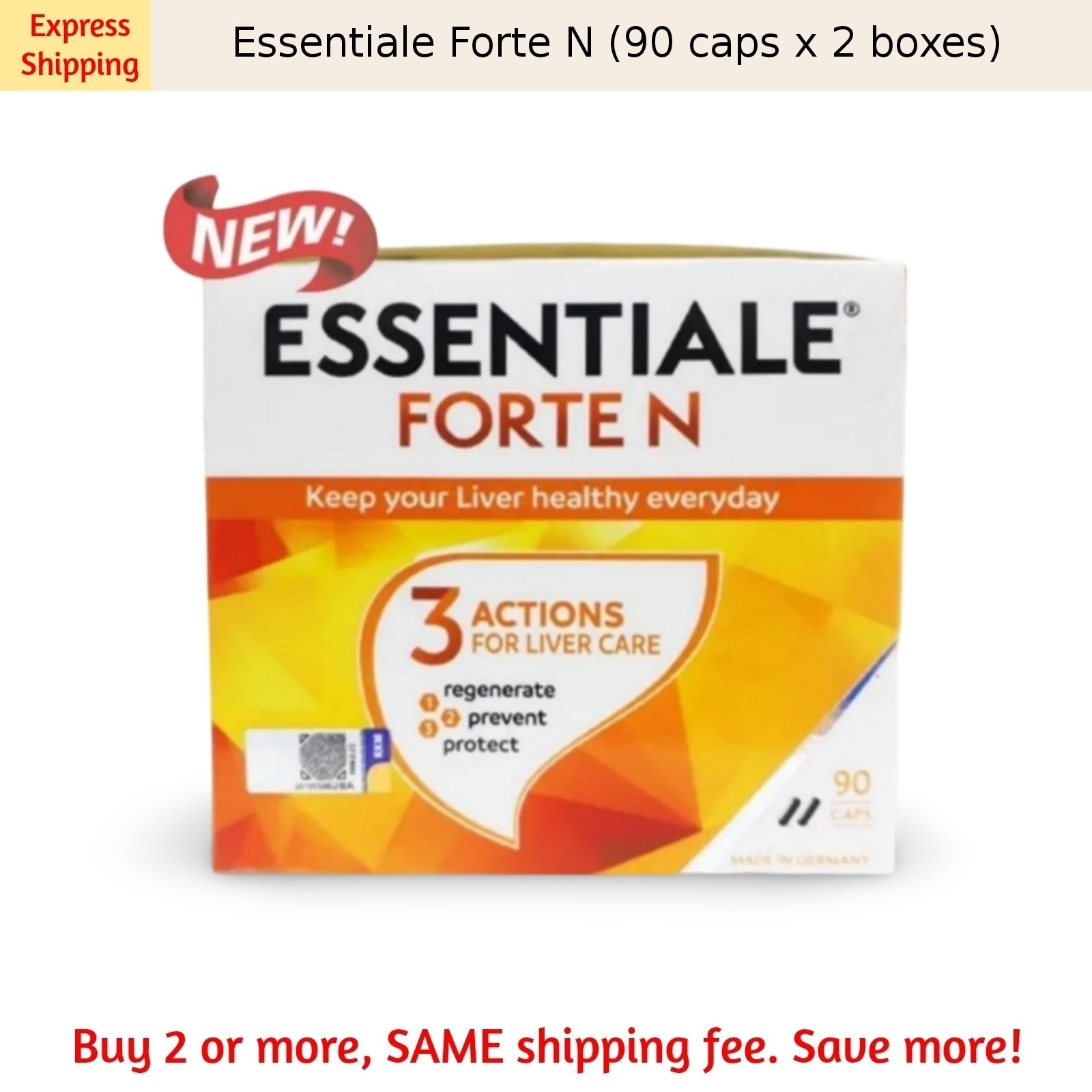 2x Essentiale Forte N - 90 Capsules Essential Phospholipids Supplement