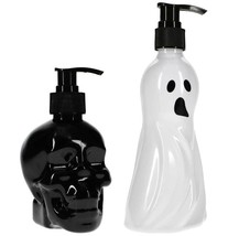 2pc-SET Halloween Ghost &amp; Skull Refillable Plastic Dispenser Scented Soap Filled - £17.44 GBP
