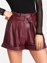 Burgundy Stylish Women&#39;s Leather Shorts Handmade Designer Soft Lambskin Casual - £82.02 GBP+