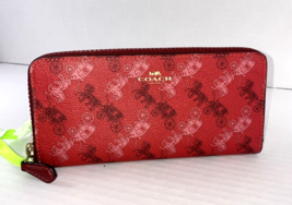 Coach Horse &amp; Carriage Accordion Wallet Slim Print Bright Red Cherry F87926 W2 - £78.06 GBP