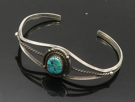 NAVAJO 925 Sterling Silver - Vintage Turquoise Twist Cuff Bracelet - BT7192 - £104.48 GBP