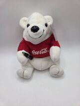 Coke Coca Cola 1997 Bean Bag Plush Polar Bear with Bottle and Red Shirt 6" - $3.77