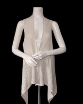 J Jill Wool Blend Open Knit Cardigan Vest Size S Waterfall Hem Cream Sleeveless  - £15.45 GBP