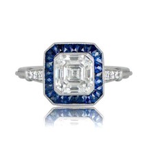 2.60 ct White Asscher Cut Engagement/Wedding Ring in 925 Sterling Silver Ring - £91.97 GBP