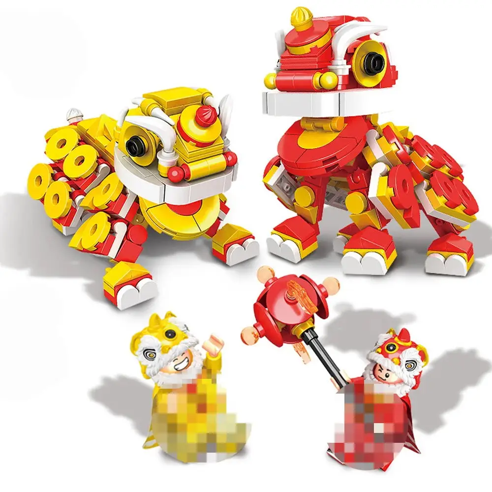 Chinese New Year Lion Dance Action Figure Ornamentations Educational Building - £80.57 GBP