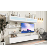 Wall Mount Floating TV Stand with Four Storage Cabinets and Two Shelves ... - £305.38 GBP