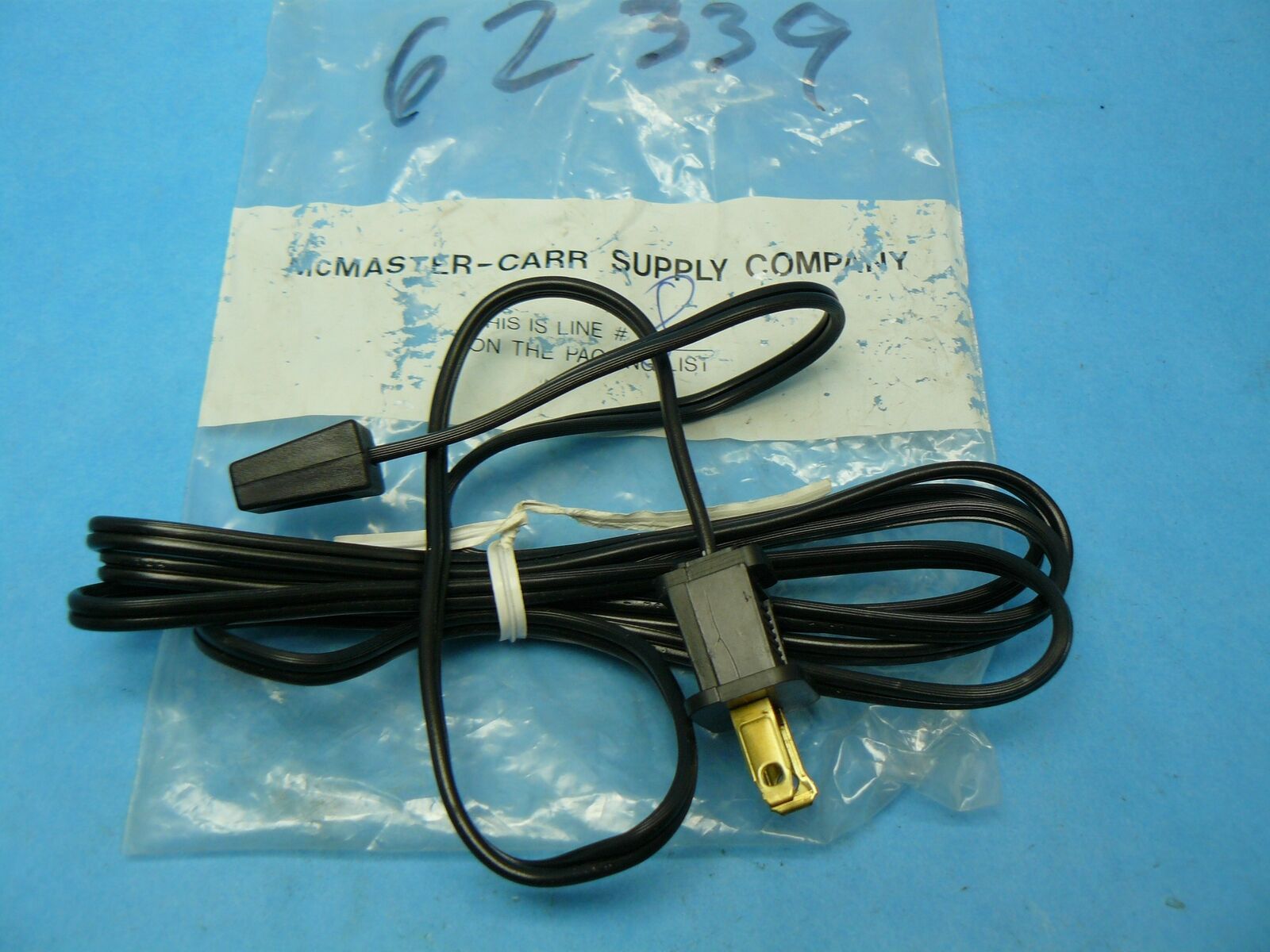 McMaster Carr 19155K75 Cooling Fan Cord NEMA 1-15 Plug Straight 6 Foot New - $4.99