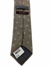 Men&#39;s Silk Neck Tie Necktie Hickory Freeman Brown Geometric Print Conser... - £11.12 GBP