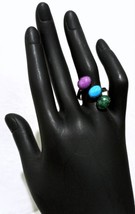 Vintage Native American Sterling Silver Turquoise Coral Spray Ring   - £52.53 GBP