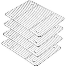 Baking Rack 4-Piece Set Stainless Steel Wire Racks Cooling Cooking 15.3x11.25 - £26.58 GBP