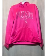 Puma Girls SZ M Hot Pink Athletic Silver Logo Hoodie Pullover A87 - $20.25 CAD