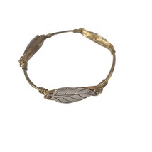 Vintage Boho Wire Gold Silver Tone Leaf Bangle Bracelet Womens Costume Jewelry - £20.73 GBP