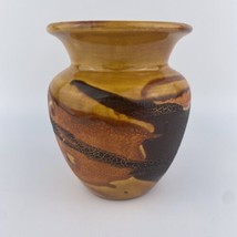 Vintage Earth Wrap MCM Royal Haeger Pottery Vase ~ Lava Glaze, Brown Orange Gold - £43.29 GBP