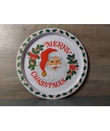 Merry Christmas Santa Claus Tin Metal Round Serving Tray 12.75 - $14.00