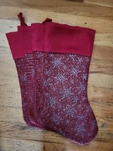 Christmas Stockings Red Sparkling Silver Snowflakes Felt Set Of 4 New - £11.47 GBP
