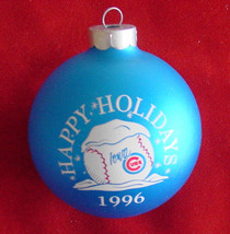 &#39;Iowa Cubs Happy Holidays&#39; 1996 Ornamental Christmas Blue Silk - £3.89 GBP