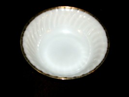 Serving Bowl, Fire King Milk Glass Oven Ware,  Gold Rimmed Swirl Pattern - £20.25 GBP