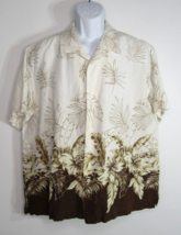 Cubavera Camp Hawaiian Linen Blend White/Brown Short Sleeve Shirt Men&#39;s Size XL - £13.82 GBP