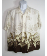 Cubavera Camp Hawaiian Linen Blend White/Brown Short Sleeve Shirt Men&#39;s ... - £14.08 GBP