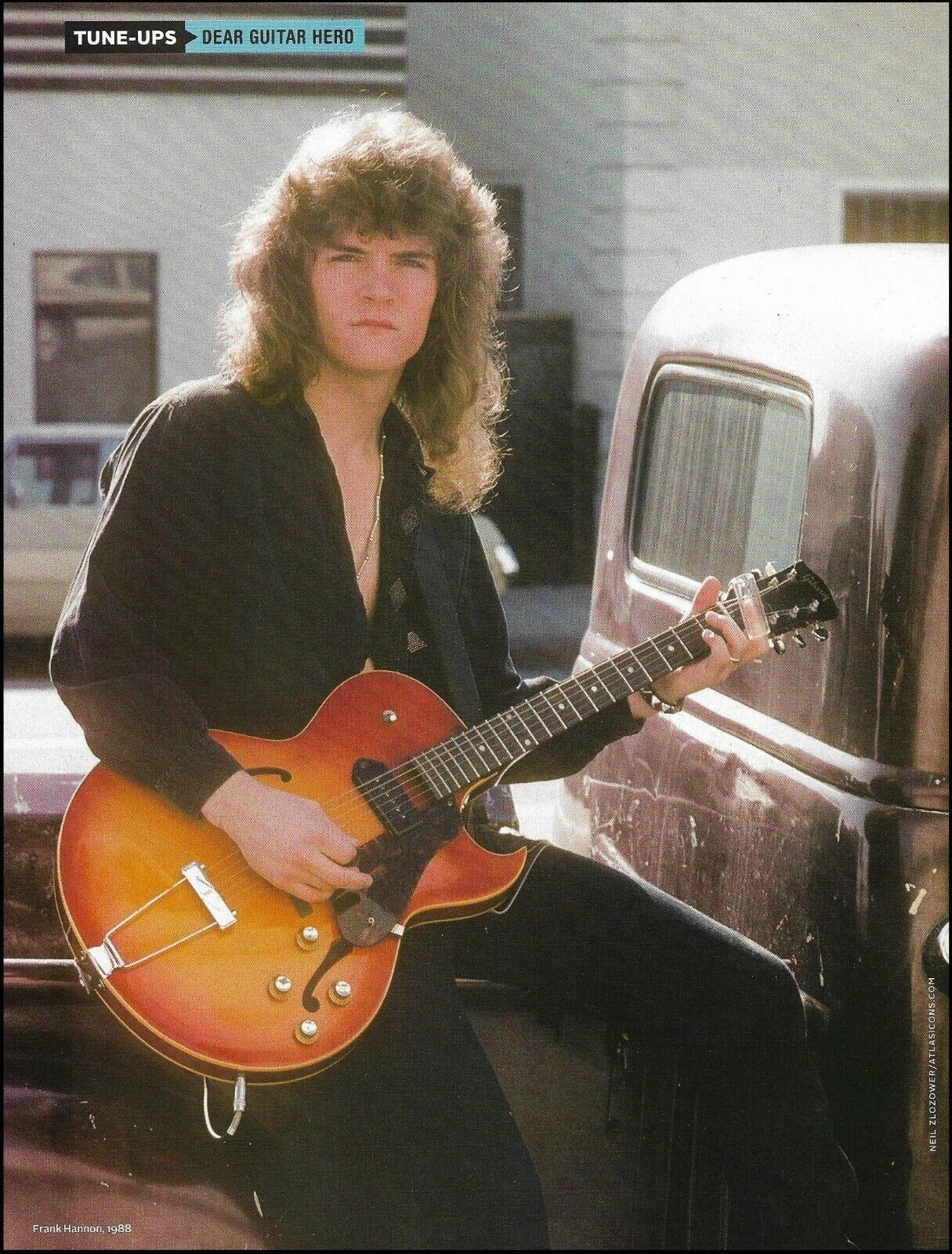 Primary image for Tesla Frank Hannon circa 1988 with Gibson ES-Les Paul guitar 8 x 11 pin-up photo